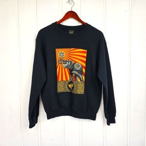 VTG Obey Propaganda Elephant Street Art Black Sweatshirt Men's Small